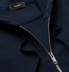 Theory - Mattis Waffle-Knit Cotton Zip-Up Hoodie - Blue