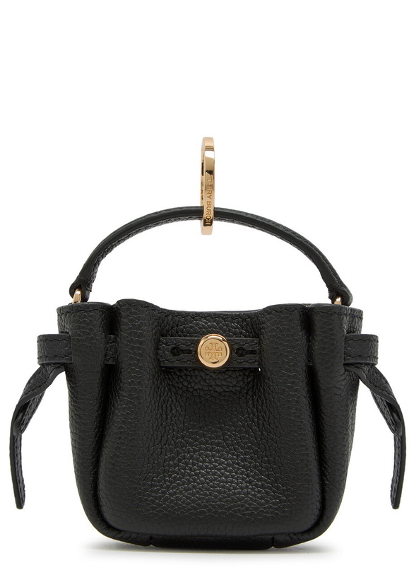 Photo: Tory Burch Romy Bucket Grained Leather key fob - Black - One Size