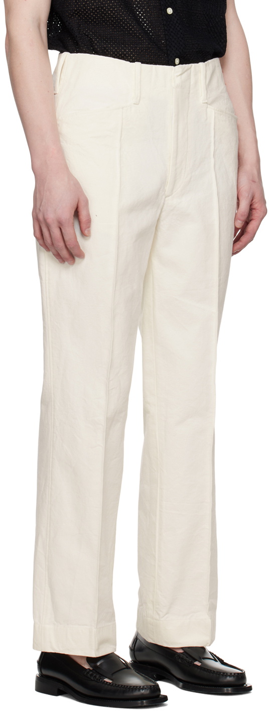 Factor's Off-White Oxford Canvas Pintuck Trousers