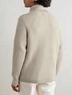 TOM FORD - Ribbed Wool and Cashmere-Blend Zip-Up Cardigan - Gray