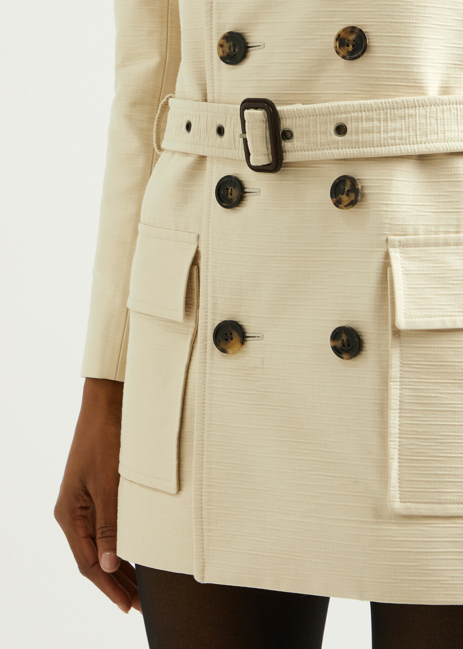 Saint Laurent Saharienne Belted Cotton Jacket Off White