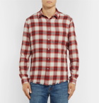 FRAME - Distressed Checked Cotton-Flannel Shirt - Men - Red