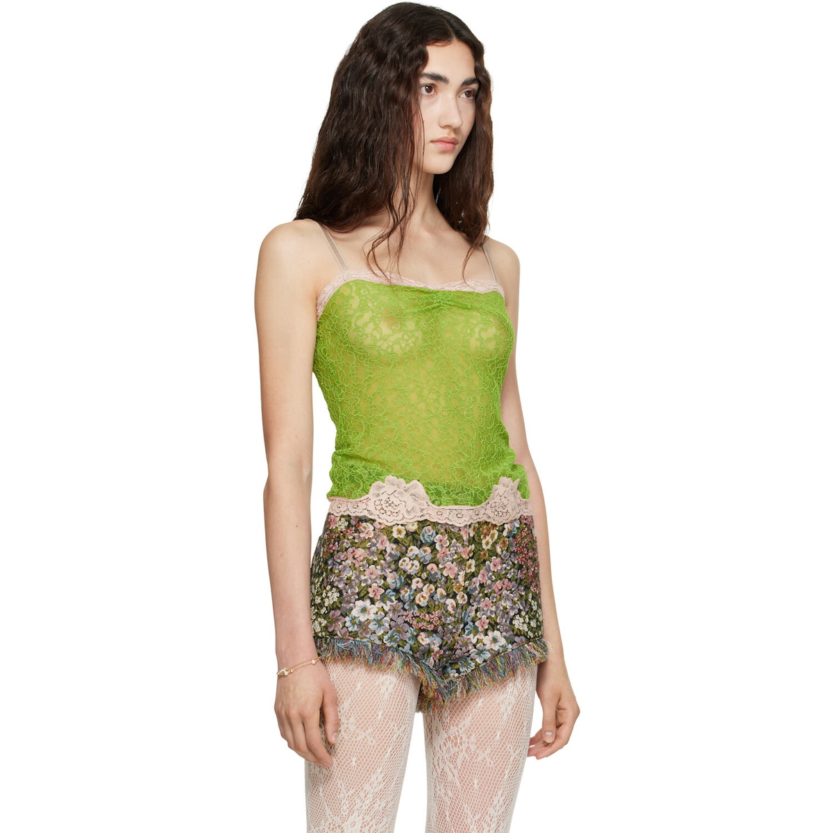 Valentino Green Lace Tank Top