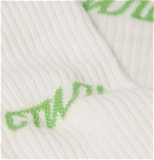 Heron Preston - Logo-Jacquard Stretch Cotton-Blend Socks - White