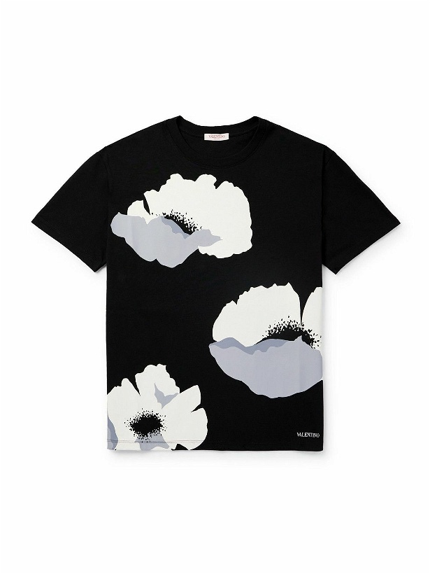 Photo: Valentino Garavani - Floral-Print Cotton-Jersey T-Shirt - Black