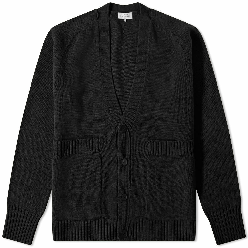 Studio Nicholson Men's Sen Lambswool Knit Cardigan in Black Studio