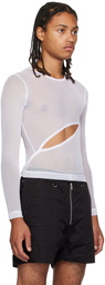 Parnell Mooney White Slit Long Sleeve T-Shirt