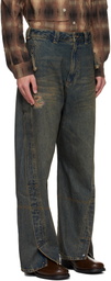 Andersson Bell Navy Twisted Zipper Pocket Jeans