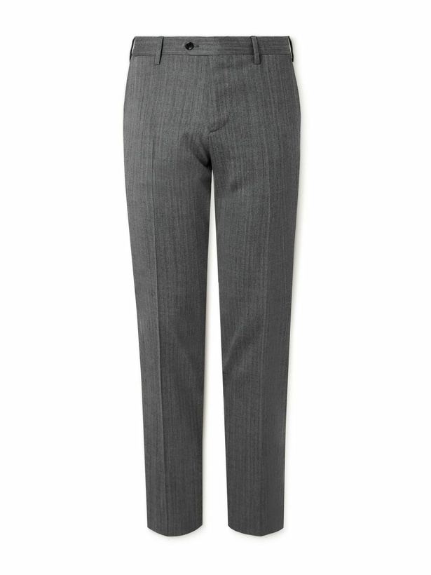 Photo: Lardini - Straight-Leg Herringbone Virgin Wool-Blend Trousers - Gray