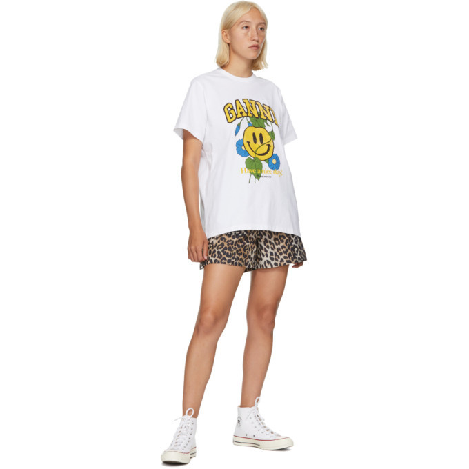 GANNI White Smiley Flower T-Shirt GANNI