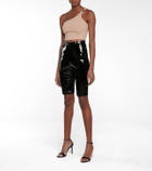 David Koma Patent leather biker shorts