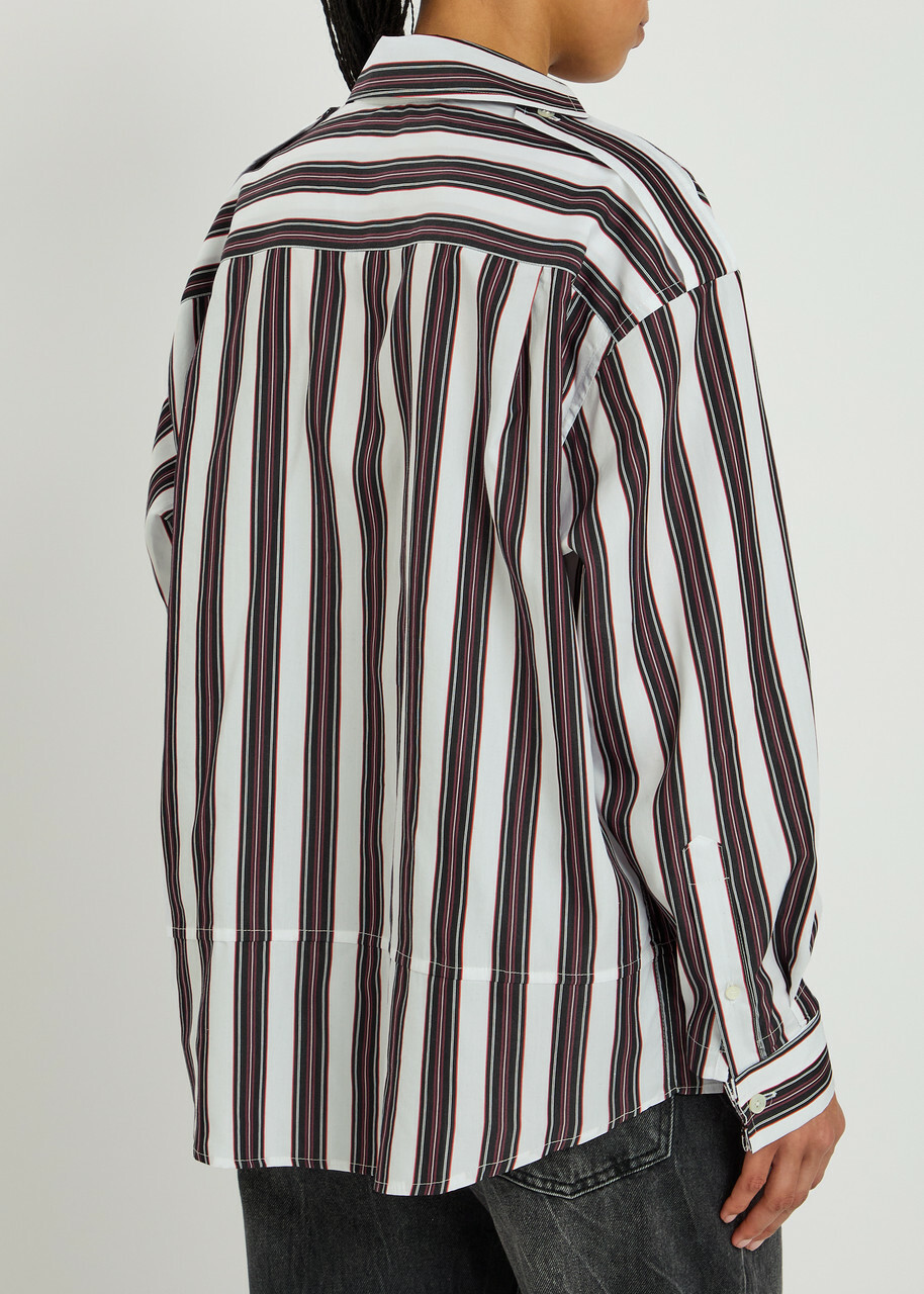 Meryll Rogge Deconstructed Striped Cotton-poplin Shirt White And Black