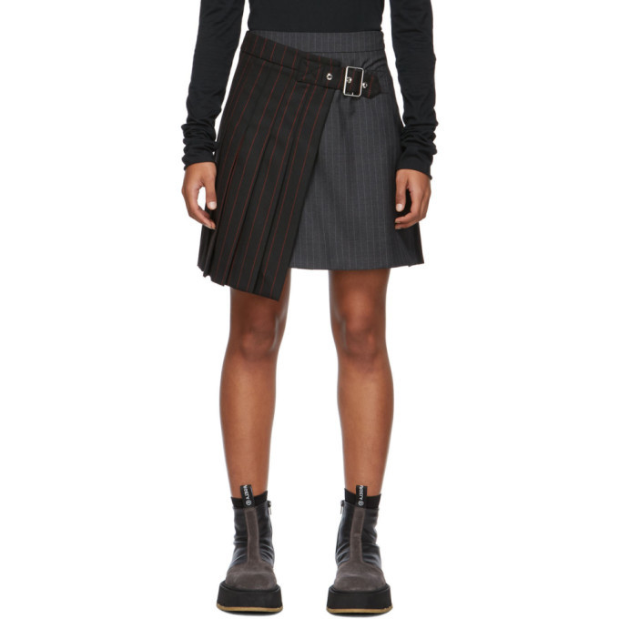 McQ Alexander McQueen Black and Red Deconstructed Kilt