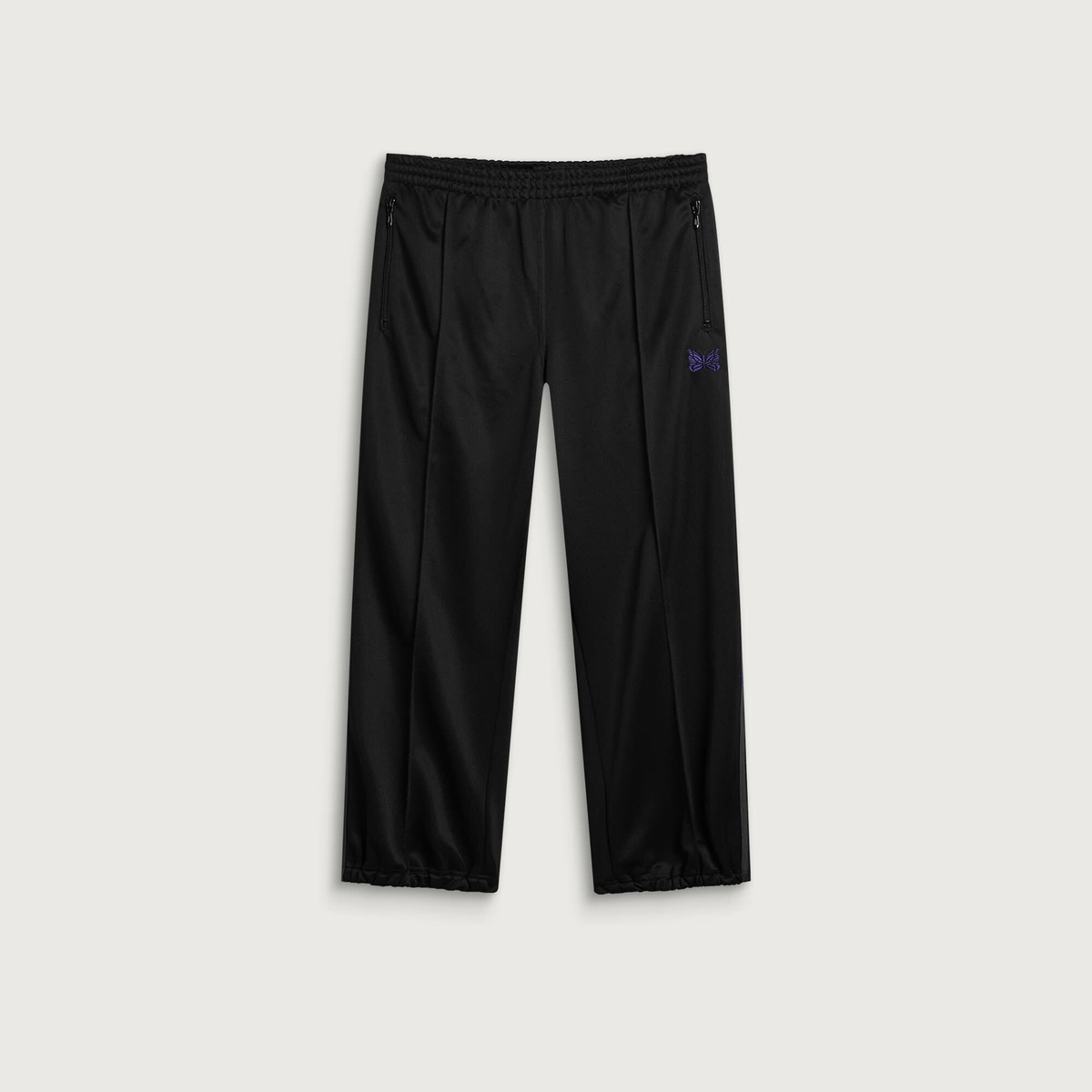 Needles Men's Poly Smooth Zipped Track Pants in Black