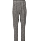 Isabel Marant - Vermer Tapered Pleated Striped Slub Cotton-Blend Trousers - Dark gray
