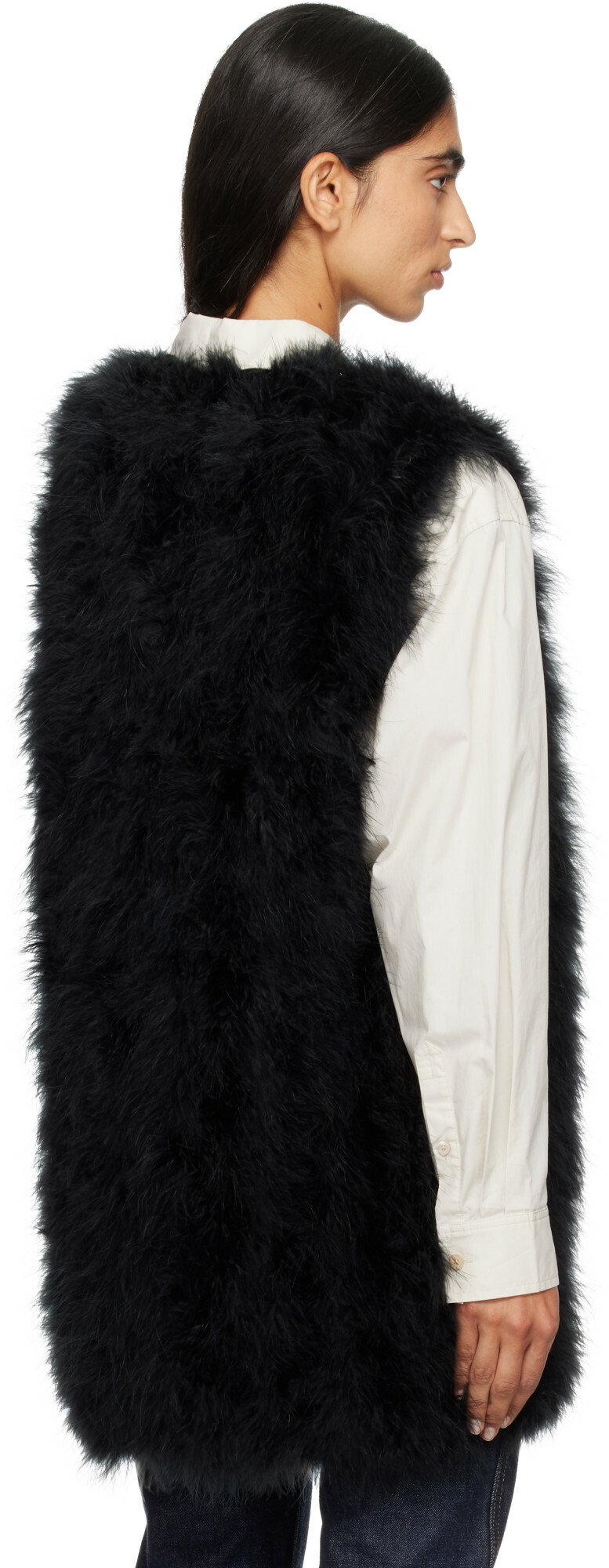 Yves Salomon Black Turkey Feather Vest