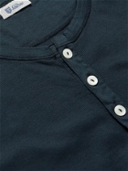 Schiesser - Heinrich Ribbed Cotton-Jersey Henley T-Shirt - Blue