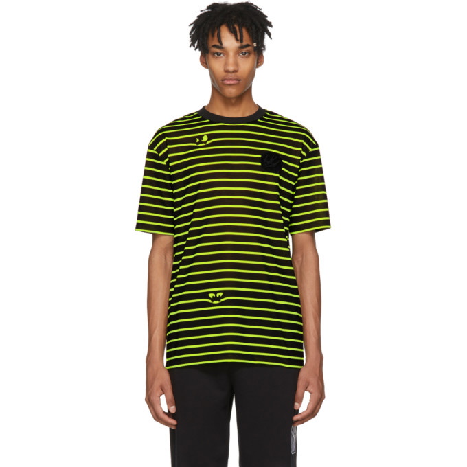 Photo: McQ Alexander McQueen Black and Yellow Monster Stripe Patch T-Shirt