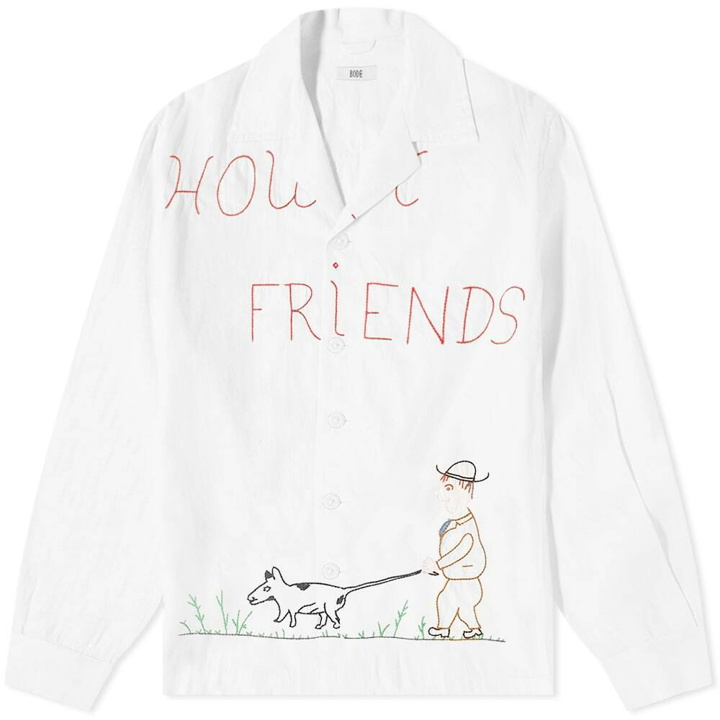 Photo: Bode Men's Houdy Embroidered Overshirt in White