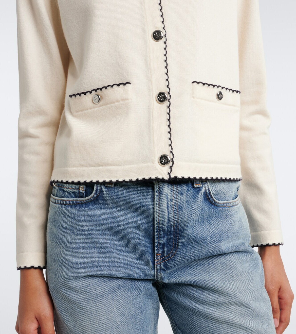 Tory Burch Kendra scalloped wool-blend cardigan