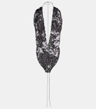Victoria Beckham Sequined halterneck tulle bodysuit