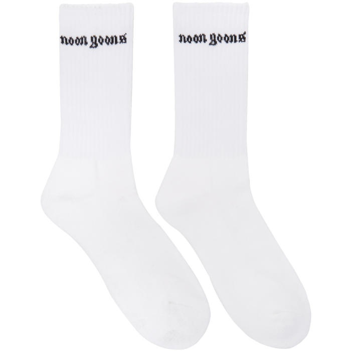 Photo: Noon Goons Two-Pack White Old English Logo Stop Sox Socks