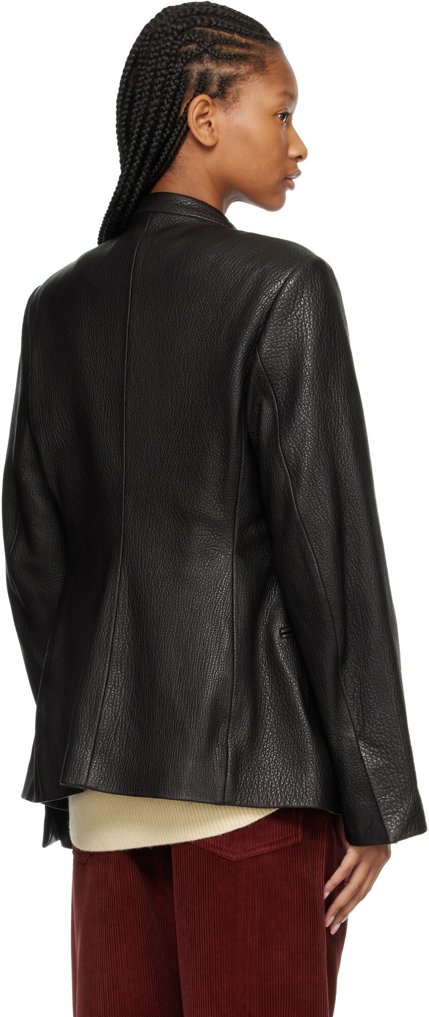Róhe Black Shaped Grain Leather Jacket