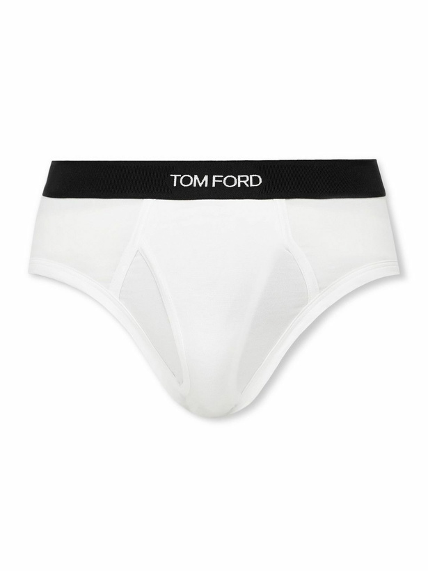 Photo: TOM FORD - Stretch-Cotton and Modal-Blend Briefs - White