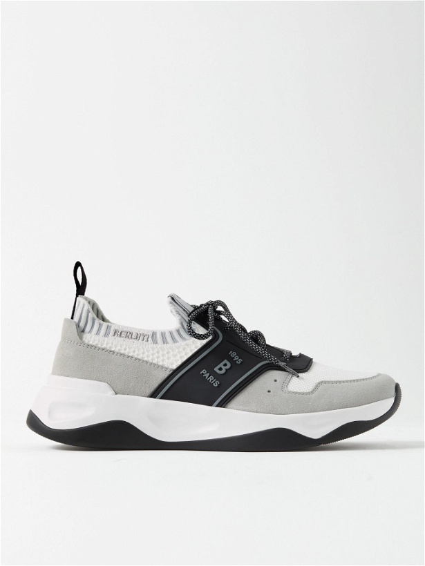 Photo: Berluti - Shadow Rubber and Suede-Trimmed Mesh Sneakers - Gray
