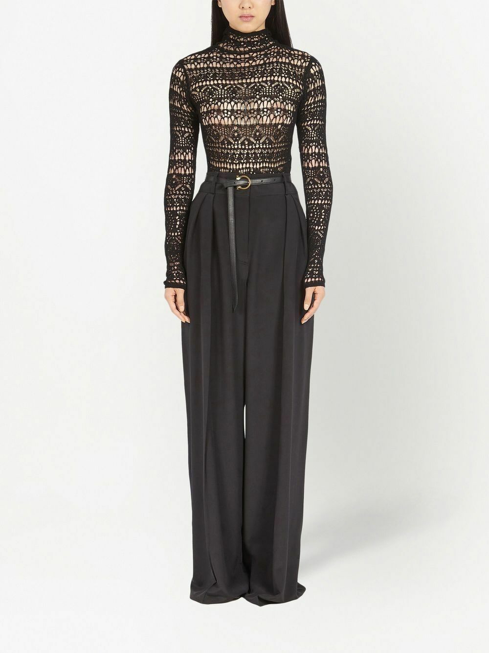 Buy - Black printed silk kaftaan with crop top and trousers | Elan Store