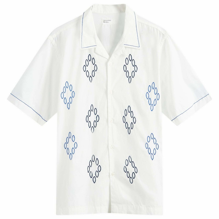 Photo: Universal Works Men's Poplin Road Trip Camp Shirt in Ecru