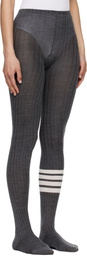 Thom Browne Gray Opaque Rib 4-Bar Tights