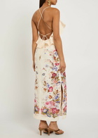 Zimmermann Patience Ruffled Floral Linen Midi Dress Cream