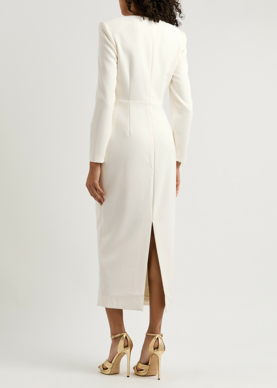 Roland Mouret Embellished Crepe Midi Dress Cream Roland Mouret