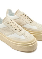 MM6 BY Maison Margiela Panelled Suede Flatform Sneakers Cream