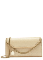 Stella Mccartney Falabella Metallic Faux Suede Wallet-on-chain - Gold - One Size