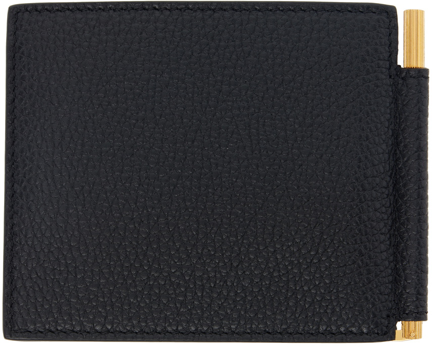 TOM FORD Black Grained Leather Money Clip Wallet TOM FORD
