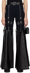 Noir Kei Ninomiya Black Garter Leather Trousers