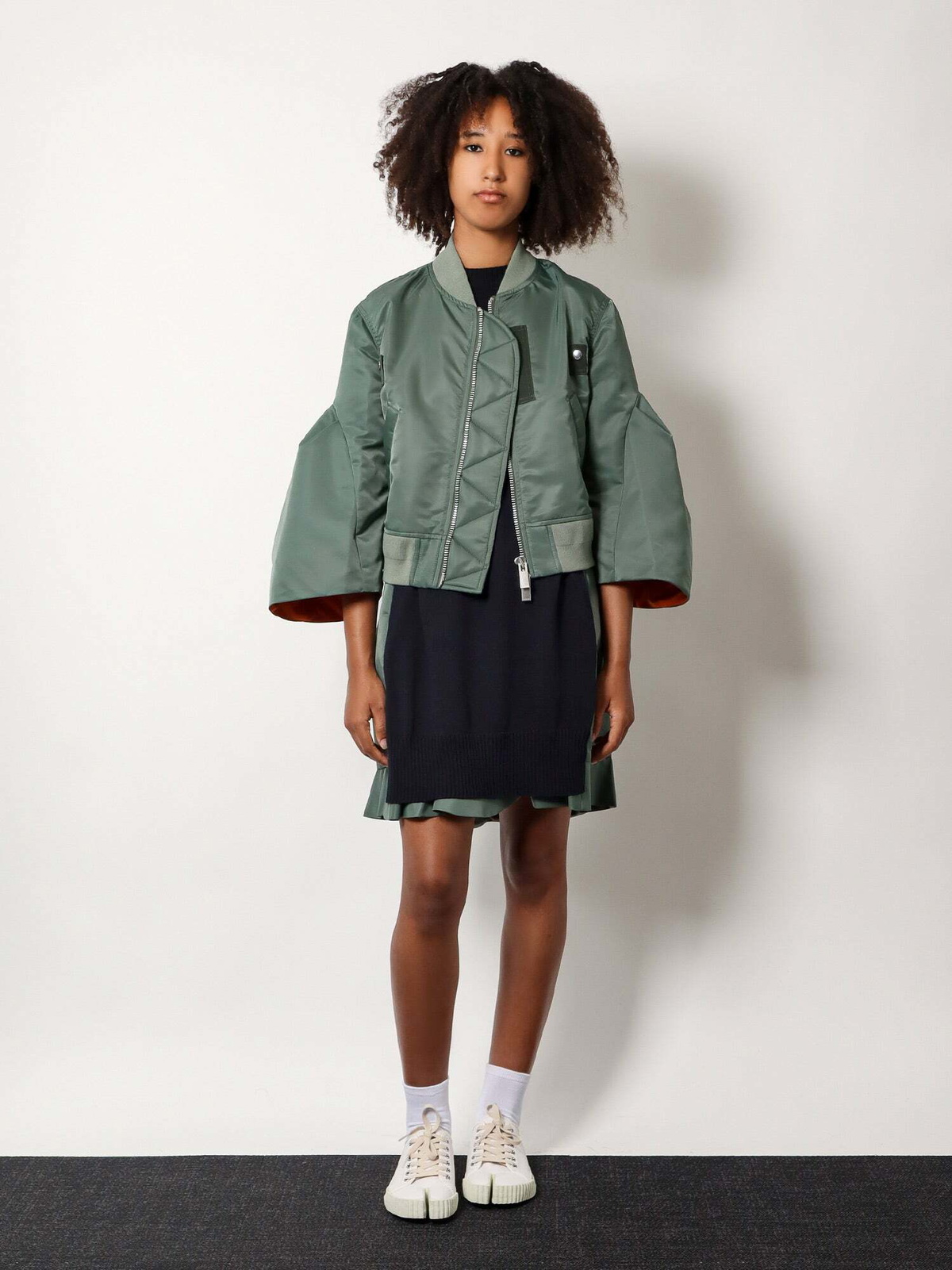 sacai スカジャン アイボリー/グリーン Sacai Jacket Green Womens Sacai