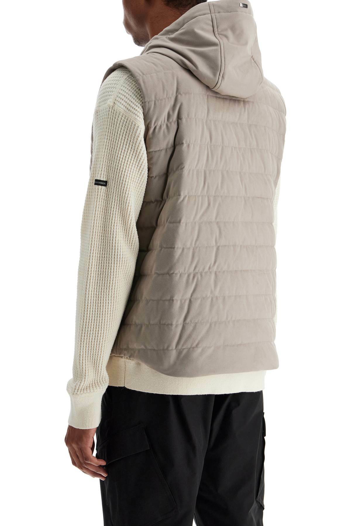 【HERNO】Sleeveless Down Jacket In Dove Gray Polyester HERNO sleeveless down jacket in dove gray polyester with