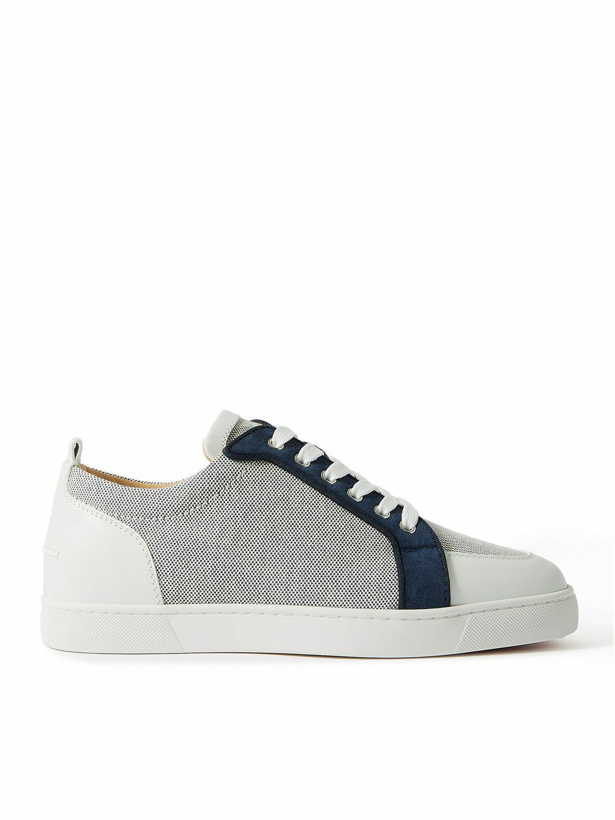 Photo: Christian Louboutin - Rantulow Suede and Leather-Trimmed Canvas Sneakers - Gray