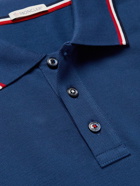 Moncler - Logo-Appliquéd Striped Cotton-Piqué Polo Shirt - Blue