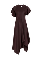 Victoria Beckham Asymmetric Wool Midi Dress Bordeaux