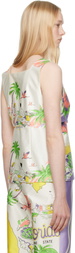 Anna Sui Purple & Off-White Florida Sleeveless Bow Top