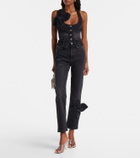 Area Bow-detail denim top