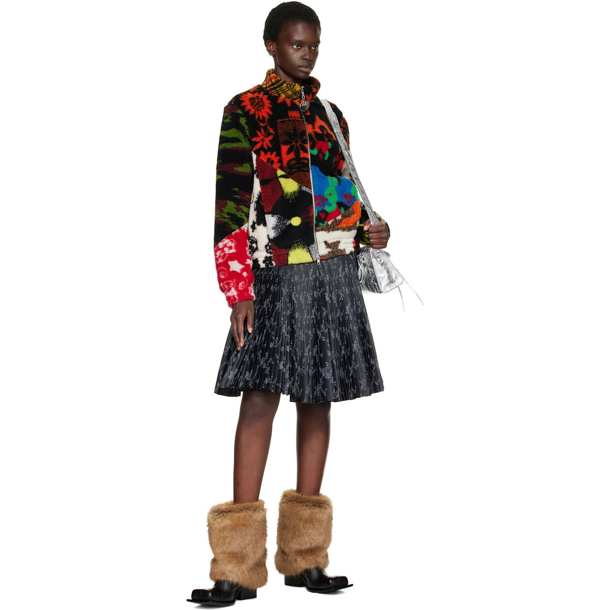 Chopova Lowena Multicolor Patchwork Fitted Fleece Jacket