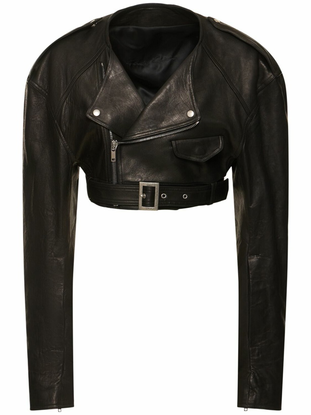 Photo: RICK OWENS Micro Biker Leather Jacket