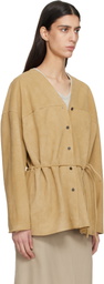 LE17SEPTEMBRE Tan Collarless Suede Jacket