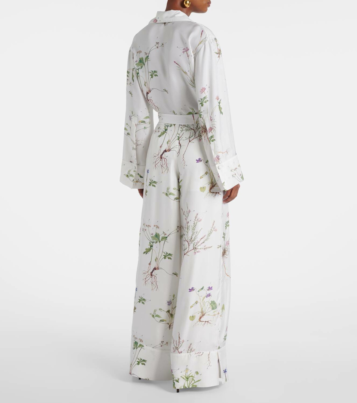 Erdem Floral printed silk wide-leg pants