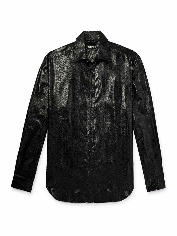 Photo: TOM FORD - Snake-Effect Metallic Silk-Blend Shirt - Black